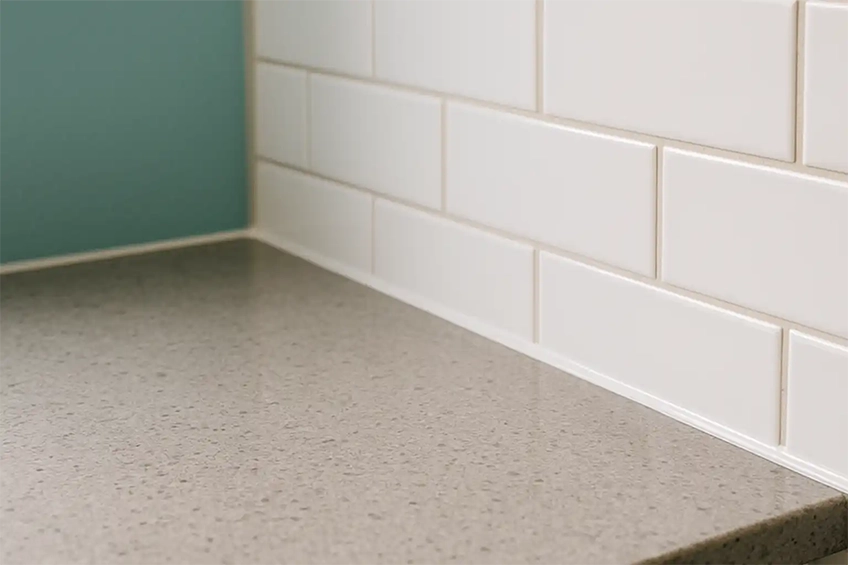 Neat silicone resealing around baths, showers and kitchen worktops in Cambridge